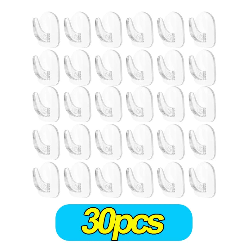 30-10PCS Mini Clear Wall Hooks Self Adhesive Transparent Sticky Hanger Wall Decor Hook Home Kitchen Bathroom Storage Organizers