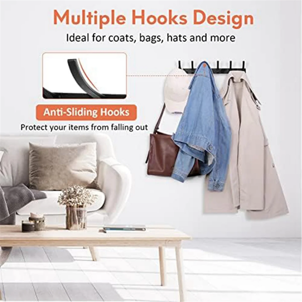 Coat Rack Wall Mount, Entryway Coat Hooks Wall Mounted,Coat, Towel And Purse(5) Easy To Use