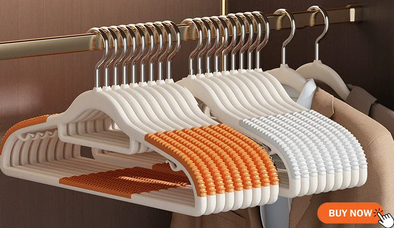 10pcs Non-Slip No Trace Hanger Coated Metal Clothes Hangers Thicken Suit Coat Shirt Jacket Hanging Hanger with Round Notches
