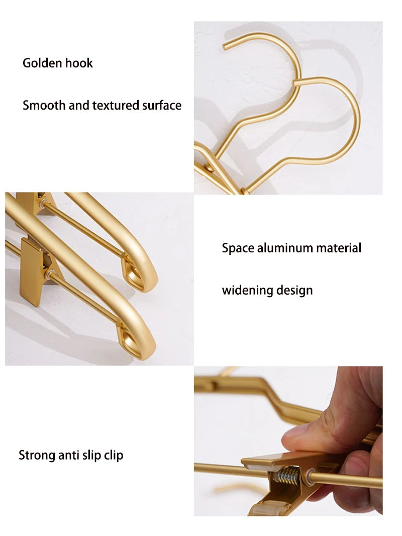 10PC,Clothes Hanger for Pants Organizer Closet Suit Trousers Hanger,42CM Aluminum Alloy Coat Rack with Clips Multi-functional