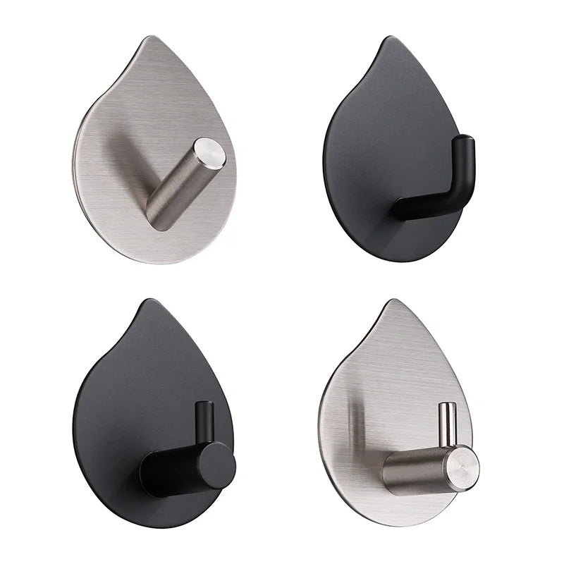 Self-adhesive Bathroom Hook Towels Rack Wall Stickers Steel Hooks For Wall Glue Adhesive Hanger Robe Shower Accessories