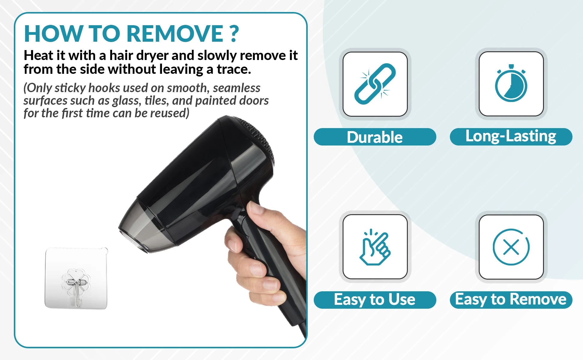 Waterproof and Oilproof Wall Hooks, Sticky Hooks for Kitchen Bathroom Shower Door Outdoor Wall Hanging Door Self-adhesive