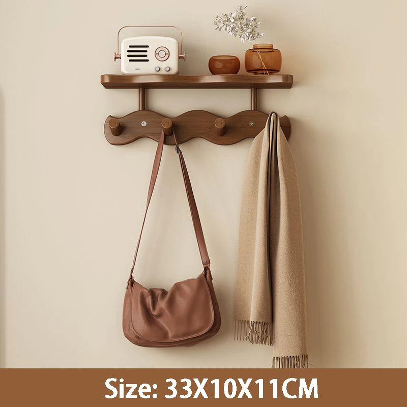 Entryway Wall Mounted Coat Rack Multi-Functional Hooks Organizer with Shelf for Hanging Clothes, Scarves Bags Keys