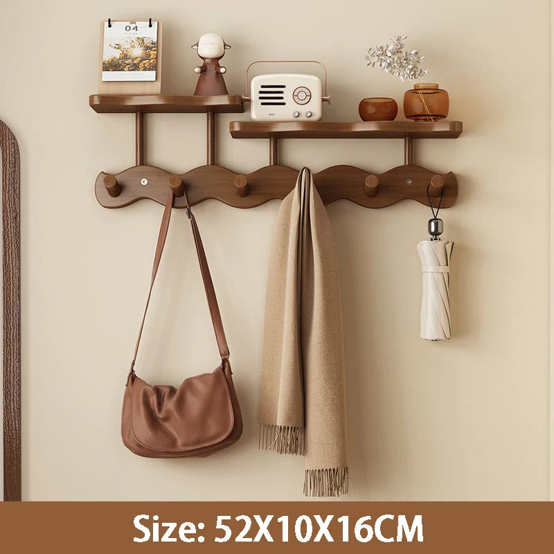 Entryway Wall Mounted Coat Rack Multi-Functional Hooks Organizer with Shelf for Hanging Clothes, Scarves Bags Keys