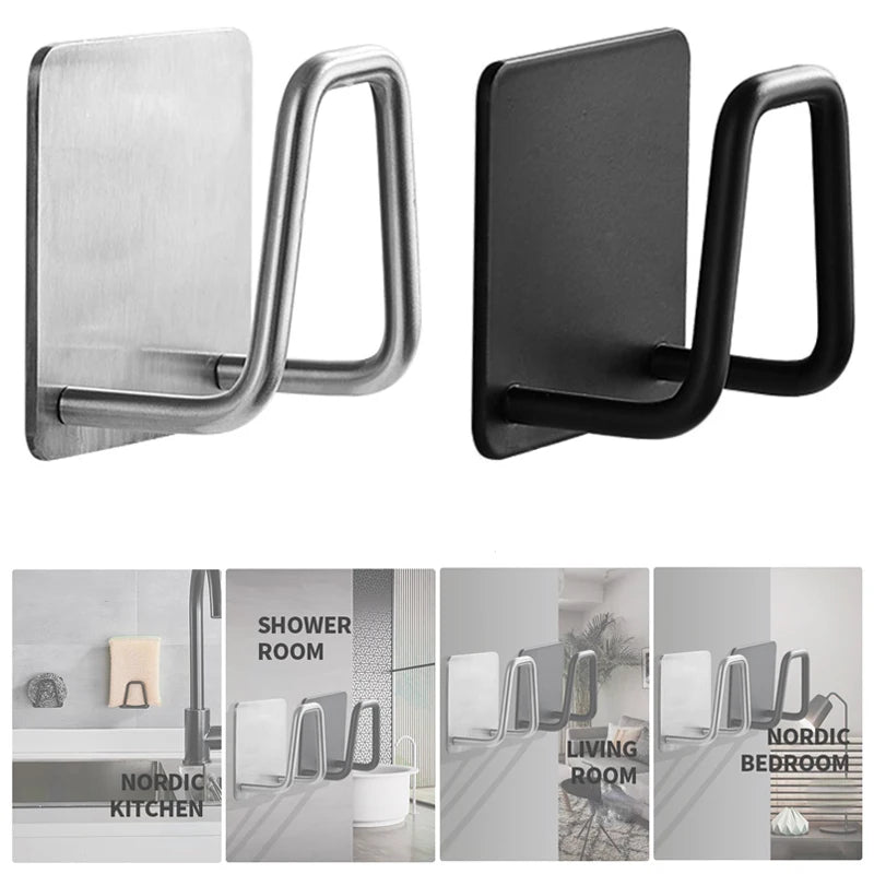 Self-adhesive Bathroom Hook Towels Rack Wall Stickers Steel Hooks For Wall Glue Adhesive Hanger Robe Shower Accessories