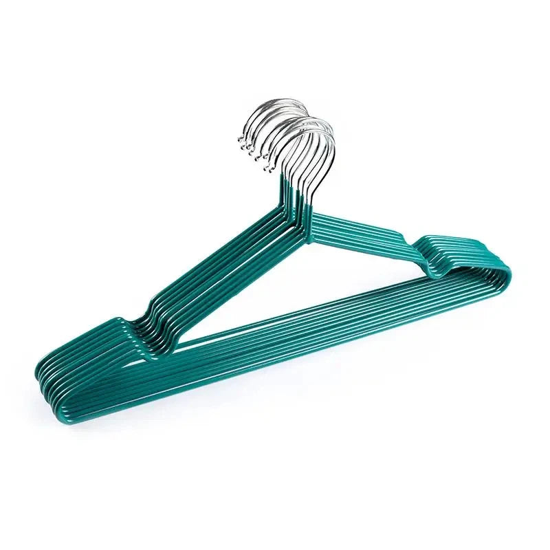 10pcs Non-Slip Coated Metal Suit Coat Hangers Heavy Duty Clothes Hangers Metal Shirt Jacket Hanger with Round Notches for Dress
