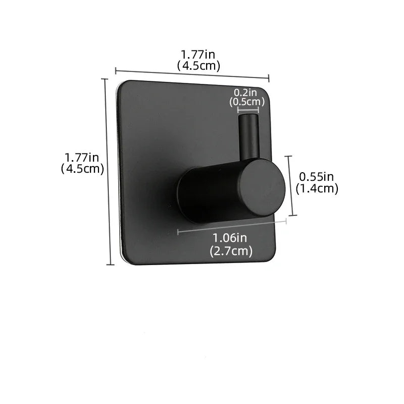 Self Adhesive Wall Hook Stainless Steel Towel Rack Bathroom Hardware Shelf Robe Hooks Hanger Shower Shelf Hanging Accessories