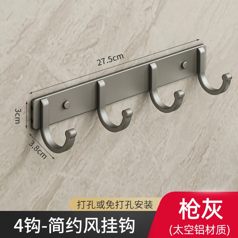 Modern Minimalist Kitchen Space Aluminum Coater Hook Hook Wardrobe Wall Mounted Row Hook Hook Clothes Coat Hook Bathroom