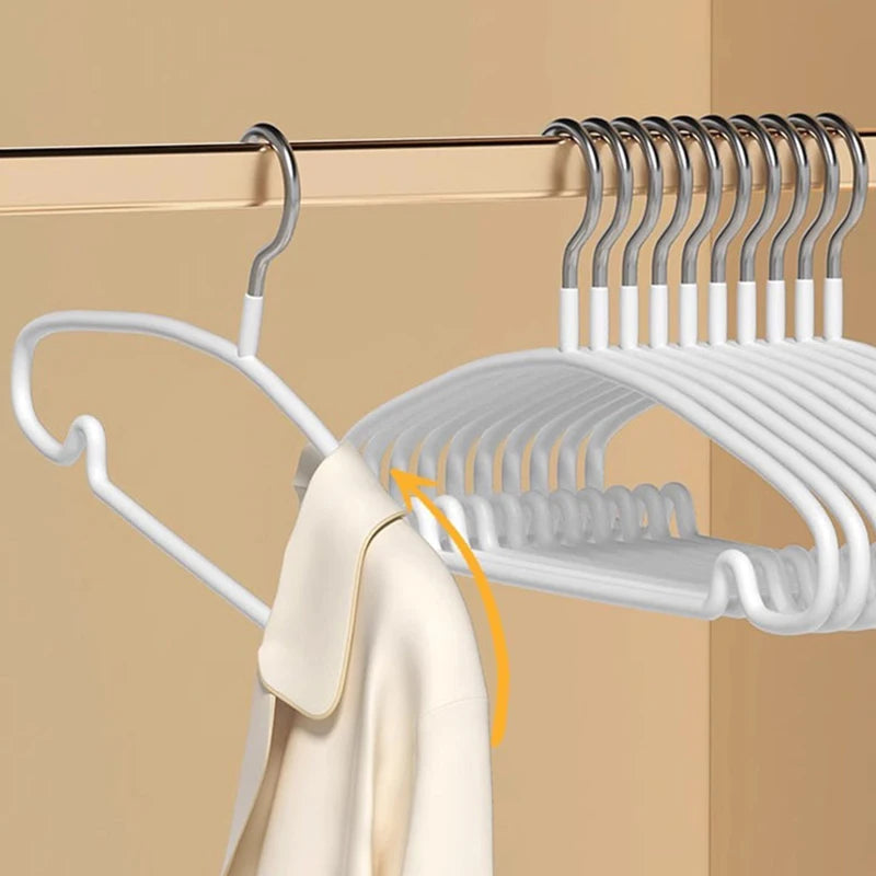 10pcs Non-Slip No Trace Hanger Coated Metal Clothes Hangers Thicken Suit Coat Shirt Jacket Hanging Hanger with Round Notches