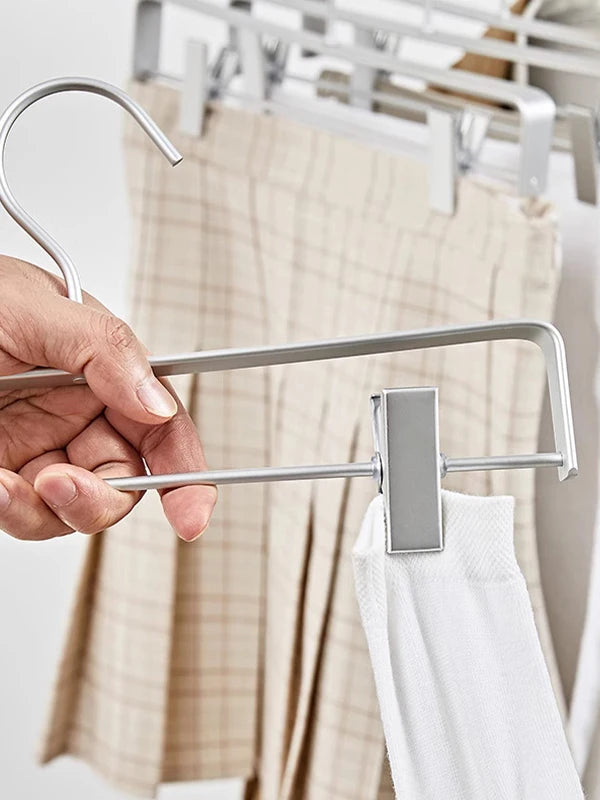 10PC,Clothes Hanger for Pants Organizer Closet Suit Trousers Hanger,42CM Aluminum Alloy Coat Rack with Clips Multi-functional