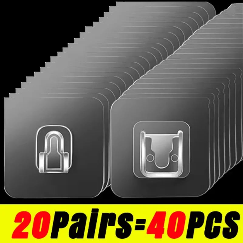 Double-Sided Self Adhesive Wall Hooks Strong Sticky Transparent Traceless Kitchen Bedroom Wall Hook Storage Holders Wholesale