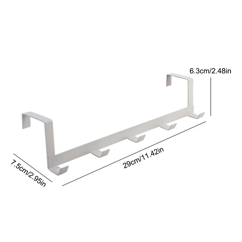 Coat Hook Rack Over the Door 5 Hooks Home Organizer Metal Hanging Rack Cloth Coat Hat Hanger Bathroom Kitchen Accessories