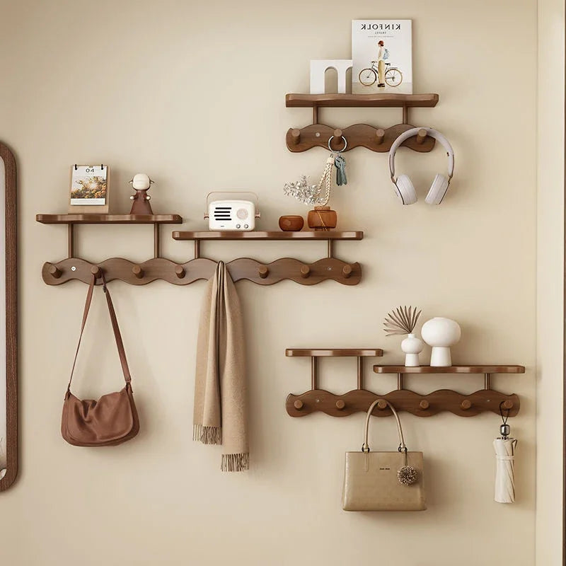 Entrance Hall Coat Rack Wall Mounted Clothes Scarf Storage Hooks Interior Clothing Bag Keys Organizer Hangers with Storage Rack