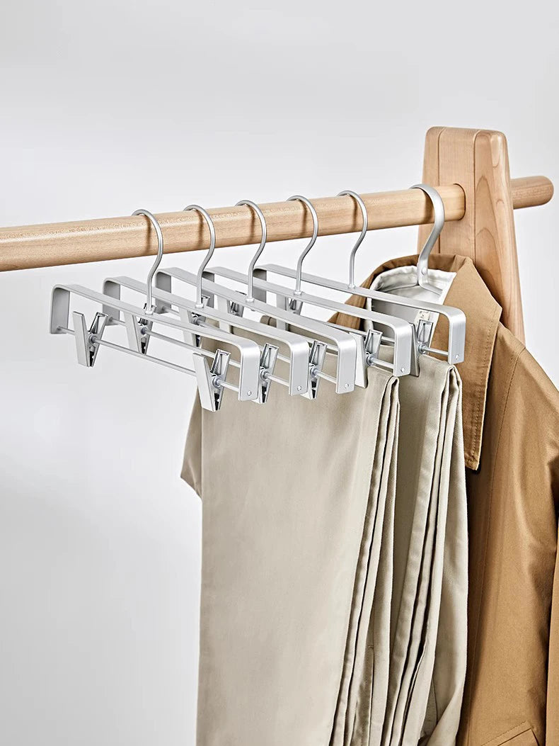 10PC,Clothes Hanger for Pants Organizer Closet Suit Trousers Hanger,42CM Aluminum Alloy Coat Rack with Clips Multi-functional