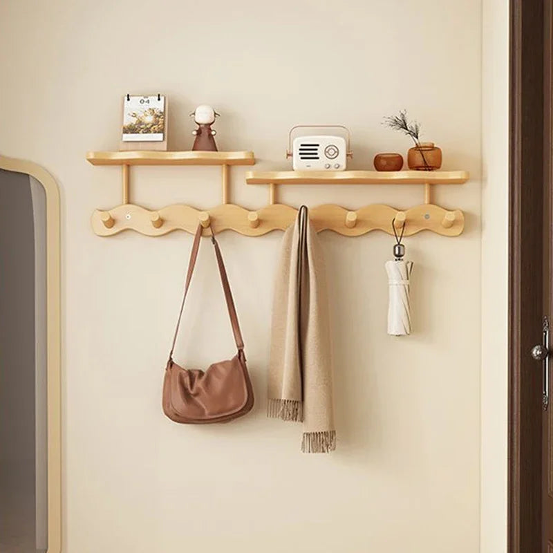 Entrance Hall Coat Rack Wall Mounted Clothes Scarf Storage Hooks Interior Clothing Bag Keys Organizer Hangers with Storage Rack