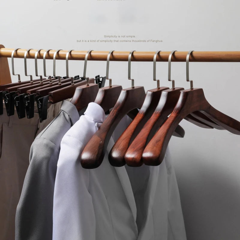 10pcs,Vintage Wooden Clothes Hanger Closet Organizer Suit Hanger,Solid Wood Widen,Luxury Coat Rack,