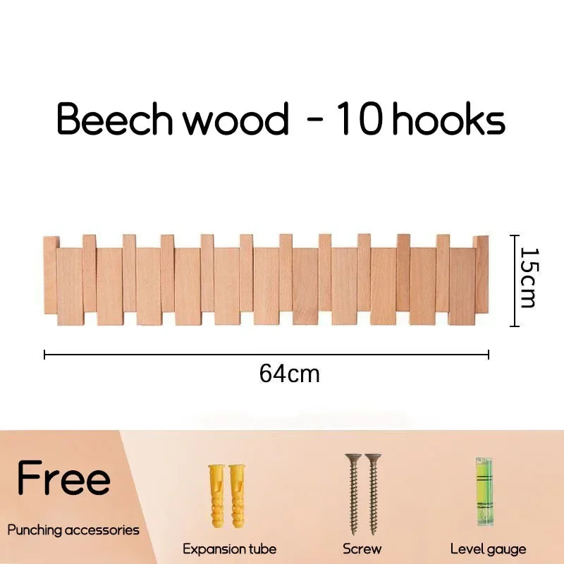 Wall Mounted Black Walnut Coat Rack Solid Wood Clothes Hook Dropshipping Entrance Door Hanger Coat Rack Home Decor Ds Furniture