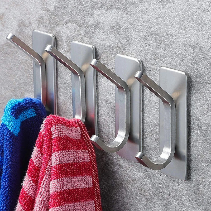 Self-adhesive Bathroom Hook Towels Rack Wall Stickers Steel Hooks For Wall Glue Adhesive Hanger Robe Shower Accessories