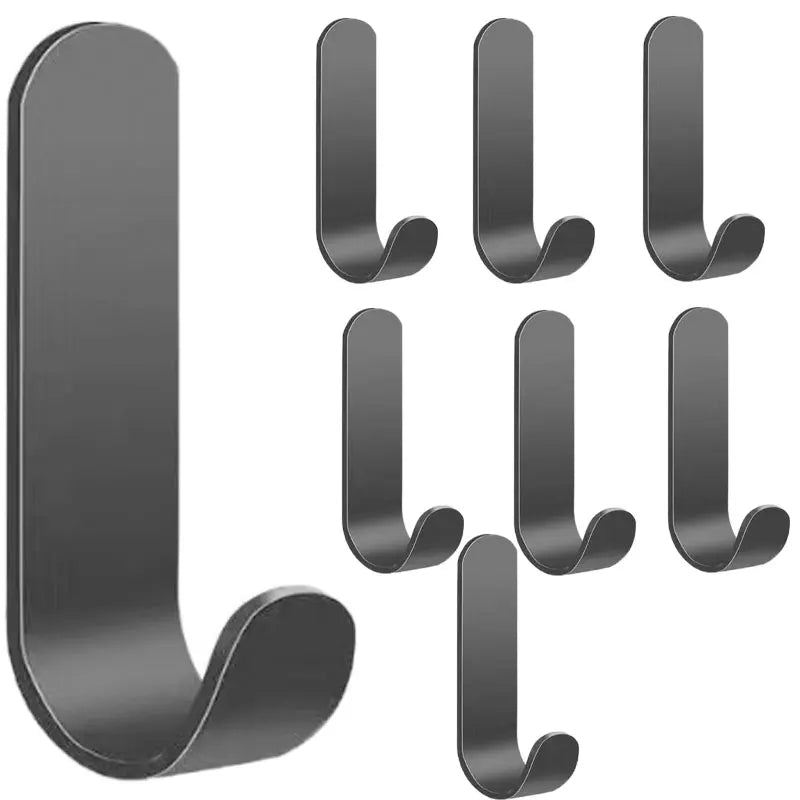 2/10Pcs Adhesive Hooks Metal Stainless Steel Wall Hooks Utility J Hook Key Holder Self Adhesive Wall Hook for Shower Kitchen