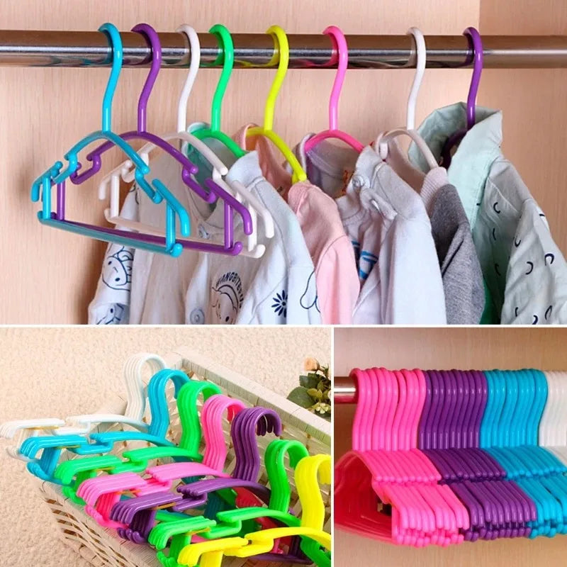 10Pcs/Set Portable Children Clothes Hanger Toddler Baby Coat Plastic Hanger Hook approx.27x14cm