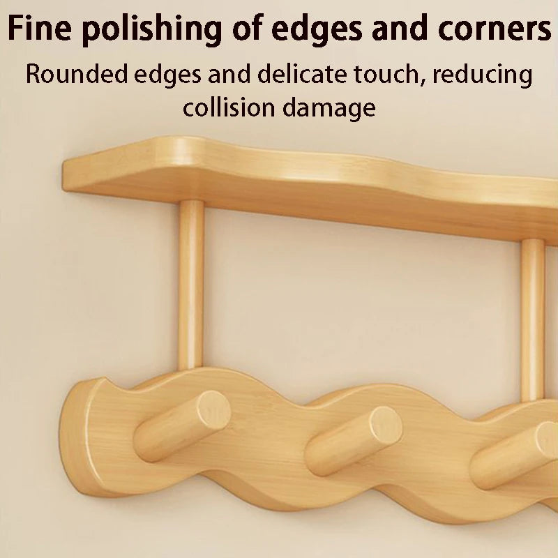 Entryway Wall Mounted Coat Rack Multi-Functional Hooks Organizer with Shelf for Hanging Clothes, Scarves Bags Keys