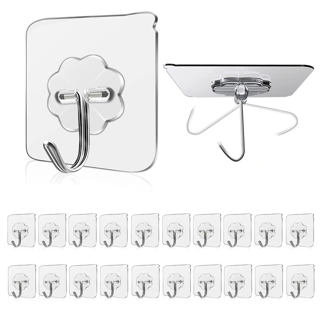 Waterproof and Oilproof Wall Hooks, Sticky Hooks for Kitchen Bathroom Shower Door Outdoor Wall Hanging Door Self-adhesive