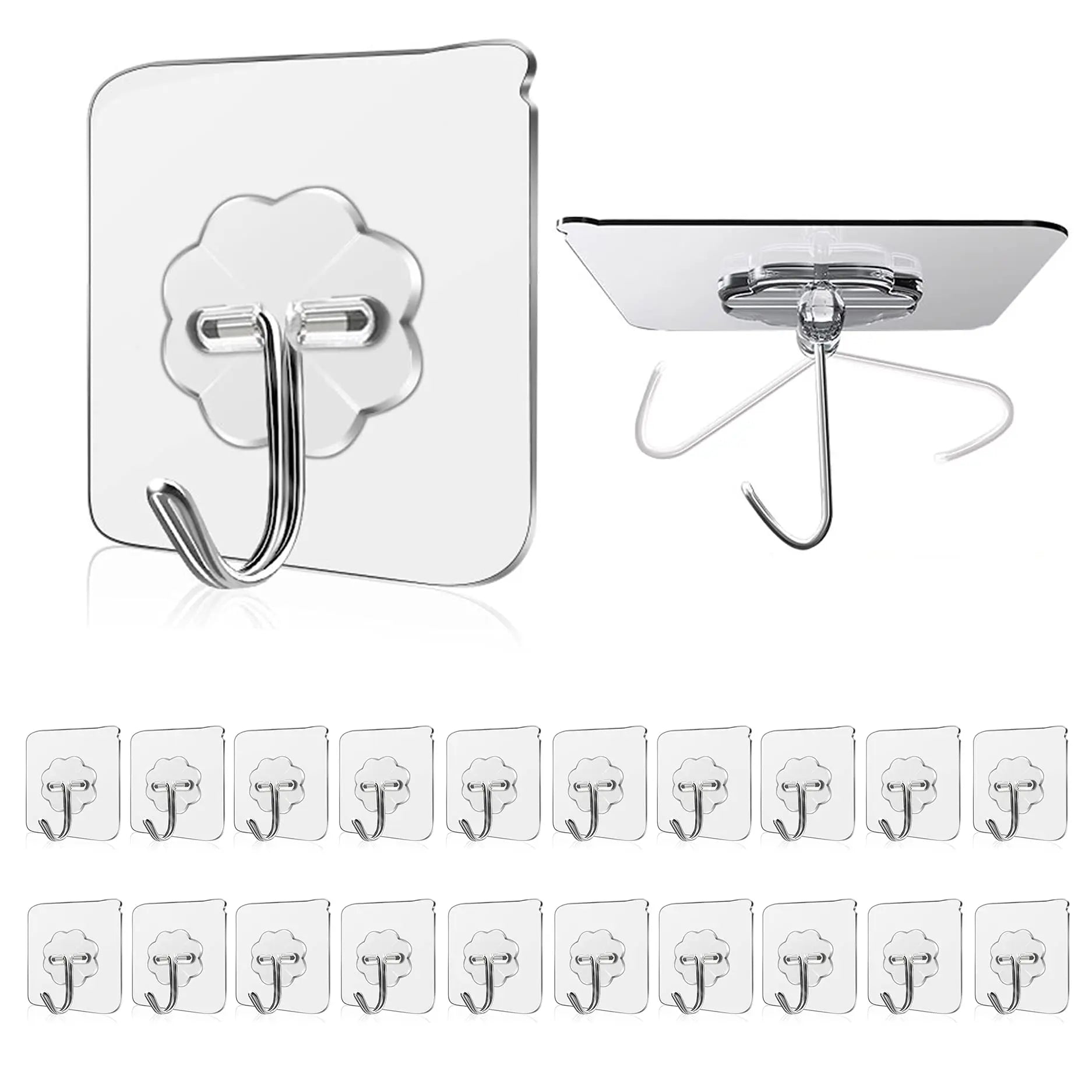 Waterproof and Oilproof Wall Hooks, Sticky Hooks for Kitchen Bathroom Shower Door Outdoor Wall Hanging Door Self-adhesive